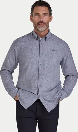 Raging Bull Long Sleeve Linen Blend Shirt in Charcoal at Nordstrom, Size Xxx-Large
