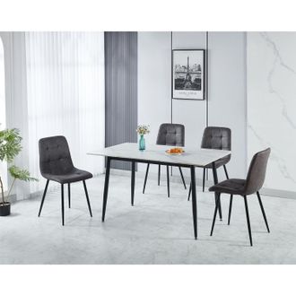 Seconique Fenton Dining Set (4 Chairs) in Dark Grey