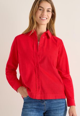 Cecil Langarmbluse CECIL, Damen, Gr. S (38), fiery rot, Cord, Obermaterial: 100% Baumwolle, unifarben, regular fit h&uuml;ftbedeckend, Rundhals, Manschette, Blus