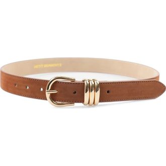 Petit Moments Polished Belt in Saddle Suede/Gold at Nordstrom, Size X-Small