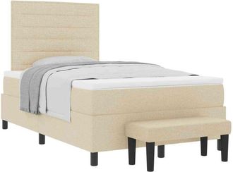 vidaXL Box Spring Bed with Mattress Cream 120 x 190 cm Fabric vidaXL