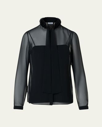 Akris Sheer Tie-Neck Blouse
