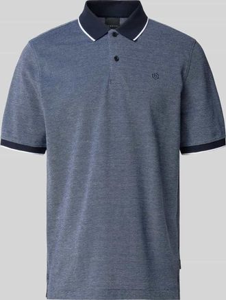 Bugatti Regular Fit Poloshirt mit Label-Stitching in Jeansblau, Gr&ouml;&szlig;e XXXL