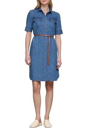 Lafayette 148 New York Belted Chambray Shirtdress in Faded Skyline at Nordstrom, Size X-Small
