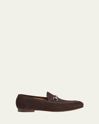 Gucci Mens Jordy Guccissima Suede Loafers
