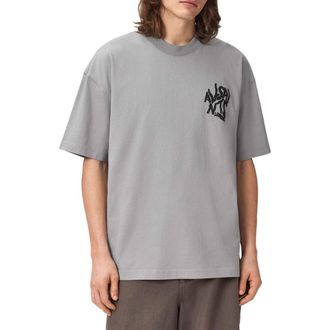 AllSaints Orlando Logo Oversize Graphic T-Shirt in Pebble Grey at Nordstrom, Size Xx-Large