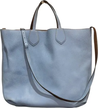 Gucci Brown Sky Blue Leather Tote Bag (Pre-Owned)