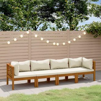 vidaXL Vidaxl - Sof&aacute; De Jard&iacute;n De 4 Plazas Con Coj&iacute;n Crema Madera De Acacia