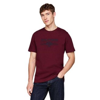 Tommy Hilfiger Heren Geborduurd Logo Katoenen T-Shirt (Maroon)