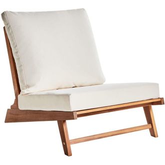 Beliani Poltroncina in legno dacacia con cuscini di seduta e schienale Mobili da giardino per interni e per esterni Luce e bianco sporco Micciano