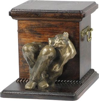 OEM American Staffordshire Terrier, Amstaff, Amstaf Iv: Urna Para Cenizas De Perro Con Estatuilla, Elegante Urna Para Perro, Urna &Uacute;nica Con Busto De Perro