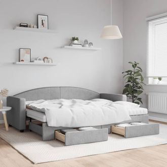vidaXL Vidaxl - Sof&aacute; Cama Nido Con Cajones Tela Gris Claro 80x200 Cm