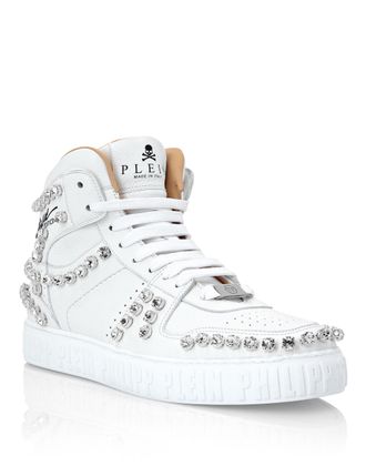 Philipp Plein Leather Hi-Top Sneakers Crystal