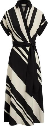 Ralph Lauren Wikkeljurk - Dames - Wikkelkleedje - Zwart - 2XS - Polyester - Kleedjes