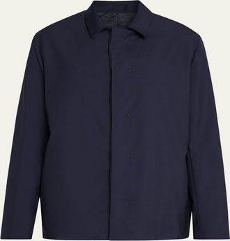 Kiton Mens Wool Hidden Button-Front Bomber Jacket