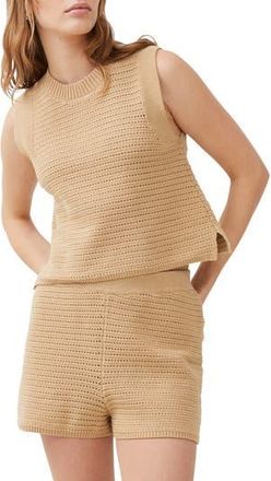 French Connection Lumi Mozart Open Stitch Sleeveless Cotton Sweater in Biscotti at Nordstrom Rack, Size X-Small