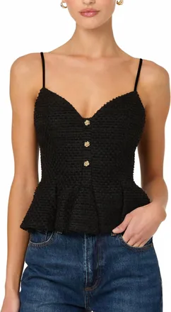 Astr Paislee Sweetheart Peplum Top In Black