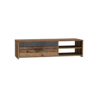 OEM Meuble Tv Paco 120 Cm 1 Tiroir 2 Niches D&eacute;cor Vieux Bois Et B&eacute;ton Gris Fonc&eacute;