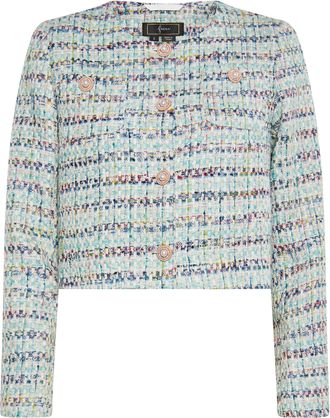 Faina Korte blazer Dames Blauw Veelkleurig