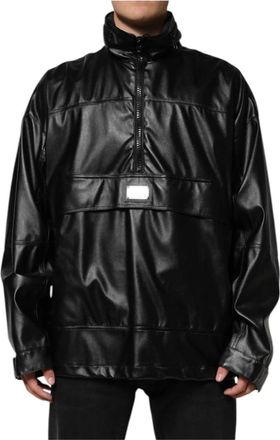 Dolce & Gabbana Zwarte Logo Plaque Bomberjack - Heren - Bomber jackets - Zwart - M - Polyester - Jassen