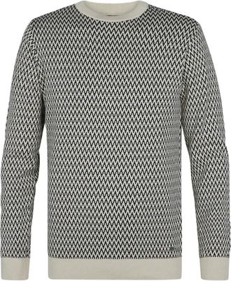 Petrol Industries Truien & Vesten, Heren, Grijs, S, Basis ronde hals gebreide trui in Seashell