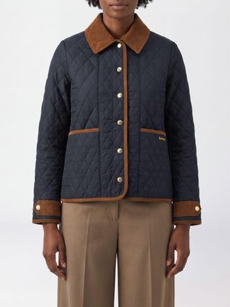 Barbour Quilted Shirt Jacket in Waxed Cotton with a Contrasting Velvet Collar