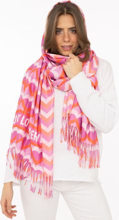 Zwillingsherz Schal ZWILLINGSHERZ Love & More, Damen, neonpink, Web, Polyester, Modet&uuml;cher Schal, stylischer Schal mit Schriftzug
