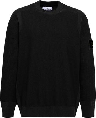 Stone Island Sweater met logopatch - Zwart