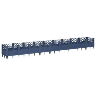 Berkfield Home Garden Planter with Pegs Blue Grey 363.5x43.5x43.5 cm PP in Dark Grey