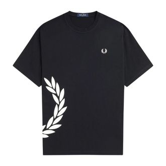 Fred Perry T-Shirts, male, Black, Size: XS Textured Laurel Wreath T-Shirt