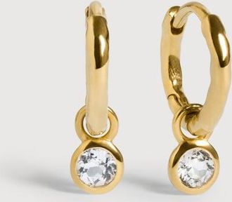 Monica Vinader Gold April Birthstone Huggie Earrings White Topaz