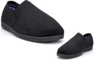 Generic Mens Slip On Slippers Size 6 Boys Slippers Size 14 Slip On Slipper Mens Extra Large Slipper Extra Large Sizes Memory Foam Sizes 6-14 Black 12 UK