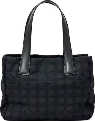 Chanel Black Nylon Handbag Tote Bag (Pre-Owned)