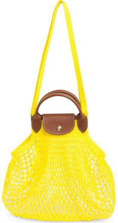 Longchamp Le Pliage Filet Knit Shoulder Bag in Lemon at Nordstrom Rack