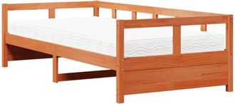 vidaXL Sof&aacute; Cama Sin Colch&oacute;n Madera Maciza Pino Marr&oacute;n Cera 90x190 Cm Vidaxl
