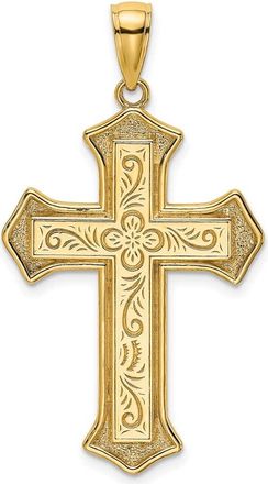 Diamond2Deal 14k Gold 2-D Filigree Center Block Cross Charm Pendant
