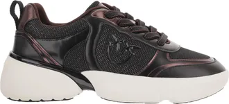 Pinko Black Alba Leather-Blend Laminated Sneakers