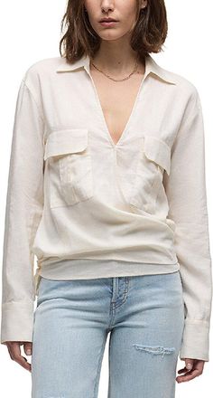 Hudson Hudson Jeans Long Sleeve Linen-Blend Wrap Shirt
