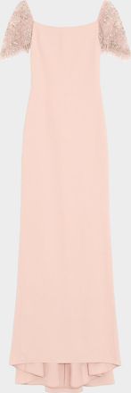 Valentino Garavani Cady Embellished Floor-Length Gown