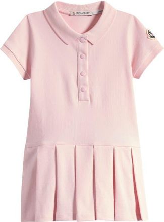 Moncler Kids Logo Patch Piqu&eacute; Polo Dress in Light Pink at Nordstrom, Size 6-9M