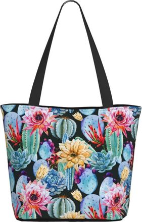 AOOEDM Floral Cactus Ladies Shopping Bag 13x11x7in.The Perfect ValentineS Day Gift.It Is The Best ValentineS Day Gift For Mom, Daughter, Wife,Etc