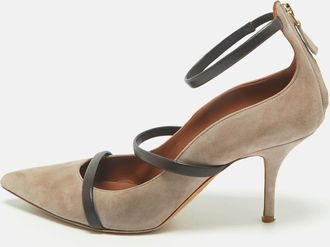 Malone Souliers Brown/grey Suede Robyn Ankle Strap Pumps