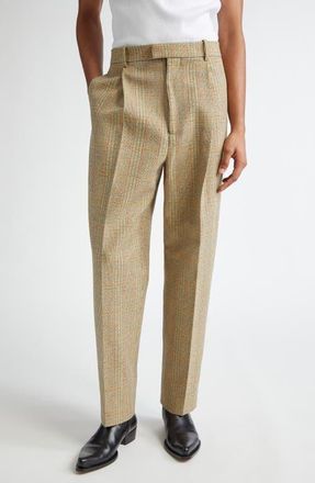 Bottega Veneta Distorted Prince of Wales Plaid Wool Blend Pants in 1487 Beige/Yellow/Blue at Nordstrom, Size 32 Us