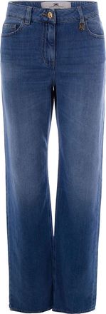 Elisabetta Franchi Light Blue Palazzo Jeans