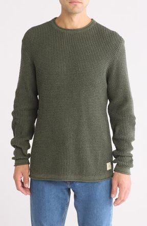 Weatherproof Tuck Stitch Roll Crewneck Sweater in Dark Olive Twist at Nordstrom Rack, Size Xx-Large R