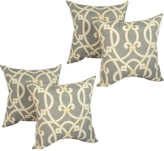 Blazing Needles Outdoor Spun Polyester Throw Pillows (Set of 4)