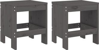 vidaXL Vidaxl - Taburetes De Jard&iacute;n 2 Uds Madera Maciza Pino Gris 40x36x45 Cm