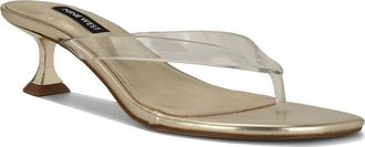 Nine West Crisee Kitten Heel Flip Flop in Gold/Clear at Nordstrom, Size 8.5