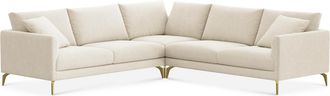 Castlery Lena L-Shaped Sectional Sofa Customized, (Performance Linen Weave) Cream (Brass Legs), Spill Resistant, Removable Covers for Sofas by Castlery