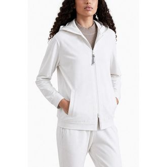 Brunello Cucinelli WomenS White Cotton Zip Hoodie, Size M